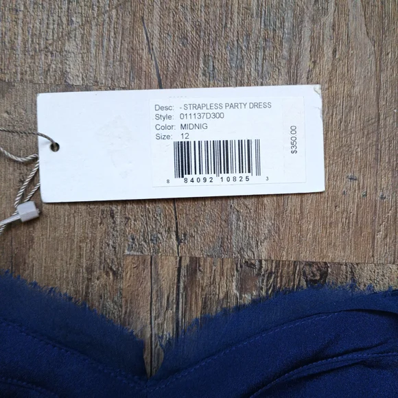 Rebecca Taylor Midnight Blue Strapless Dress Size 12 - Picture 5 of 7